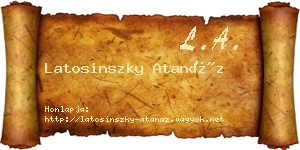 Latosinszky Atanáz névjegykártya
